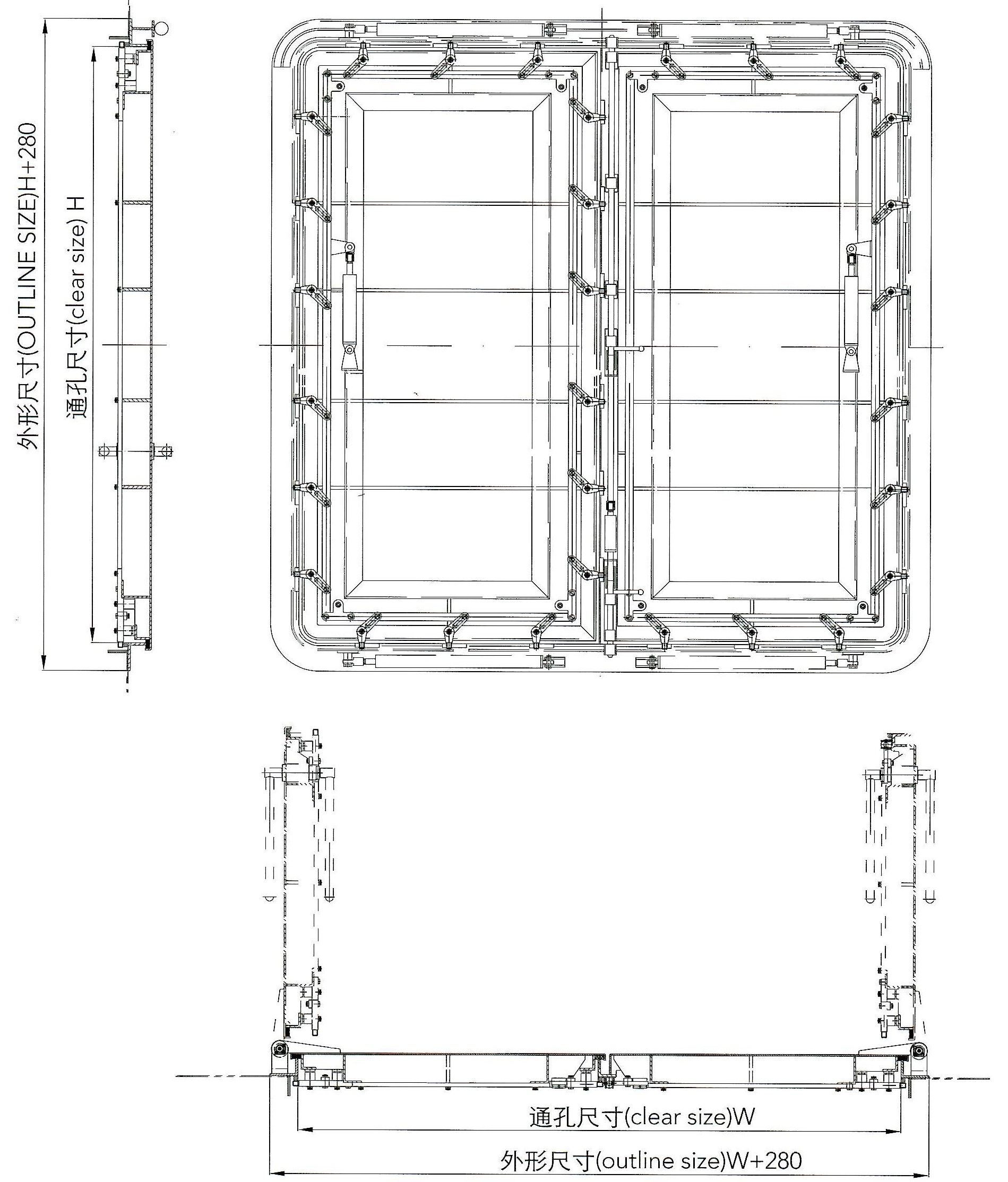 hydraulic double-leaf watertight hinged door