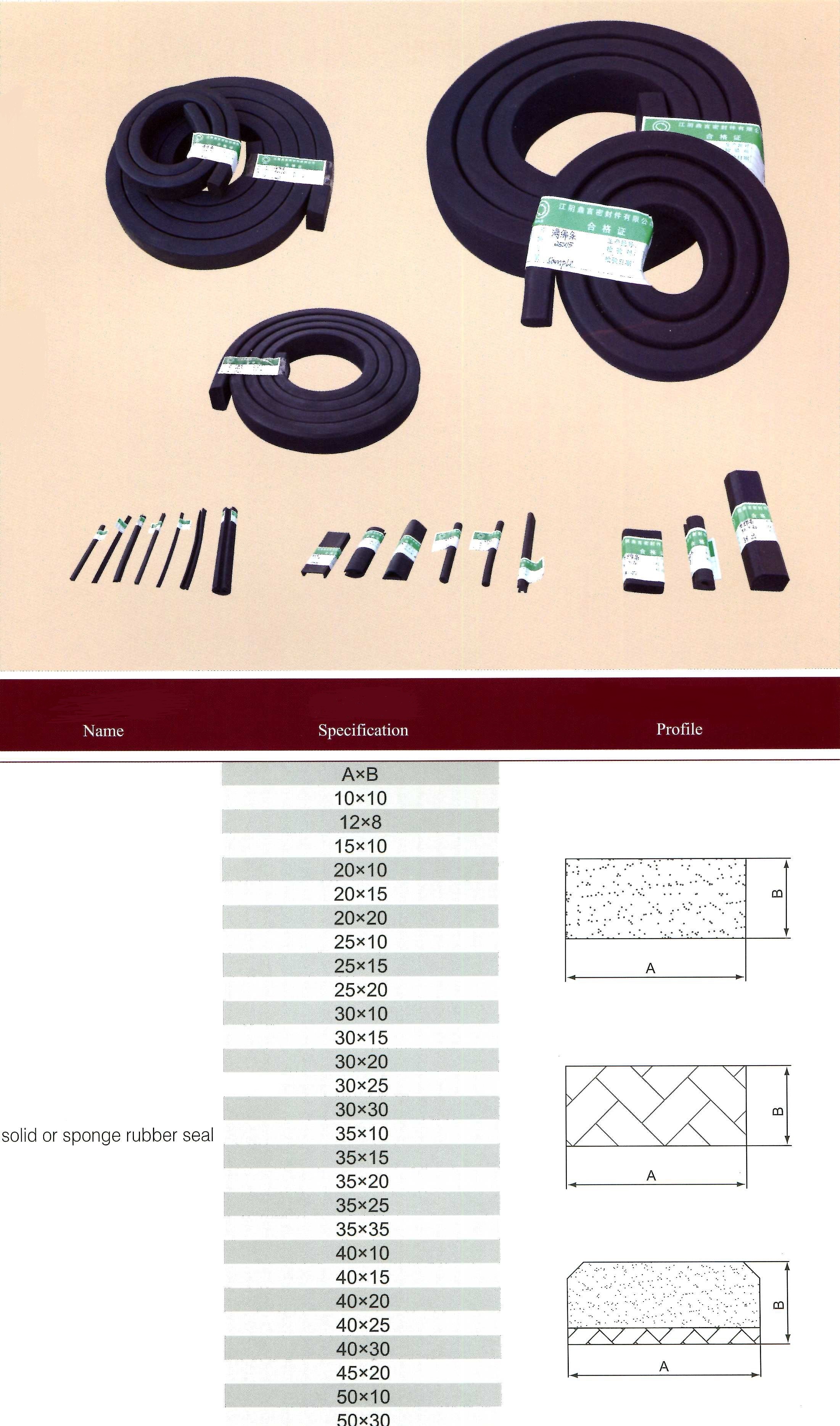 solid or sponge rubber seal 