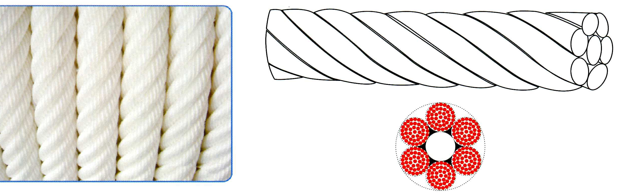 nylon single filament 6-ply composite rope 